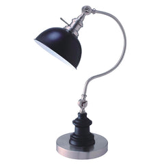 Vintage Style Desk Lamp 22"H, Black Metal Shade, Silver Base