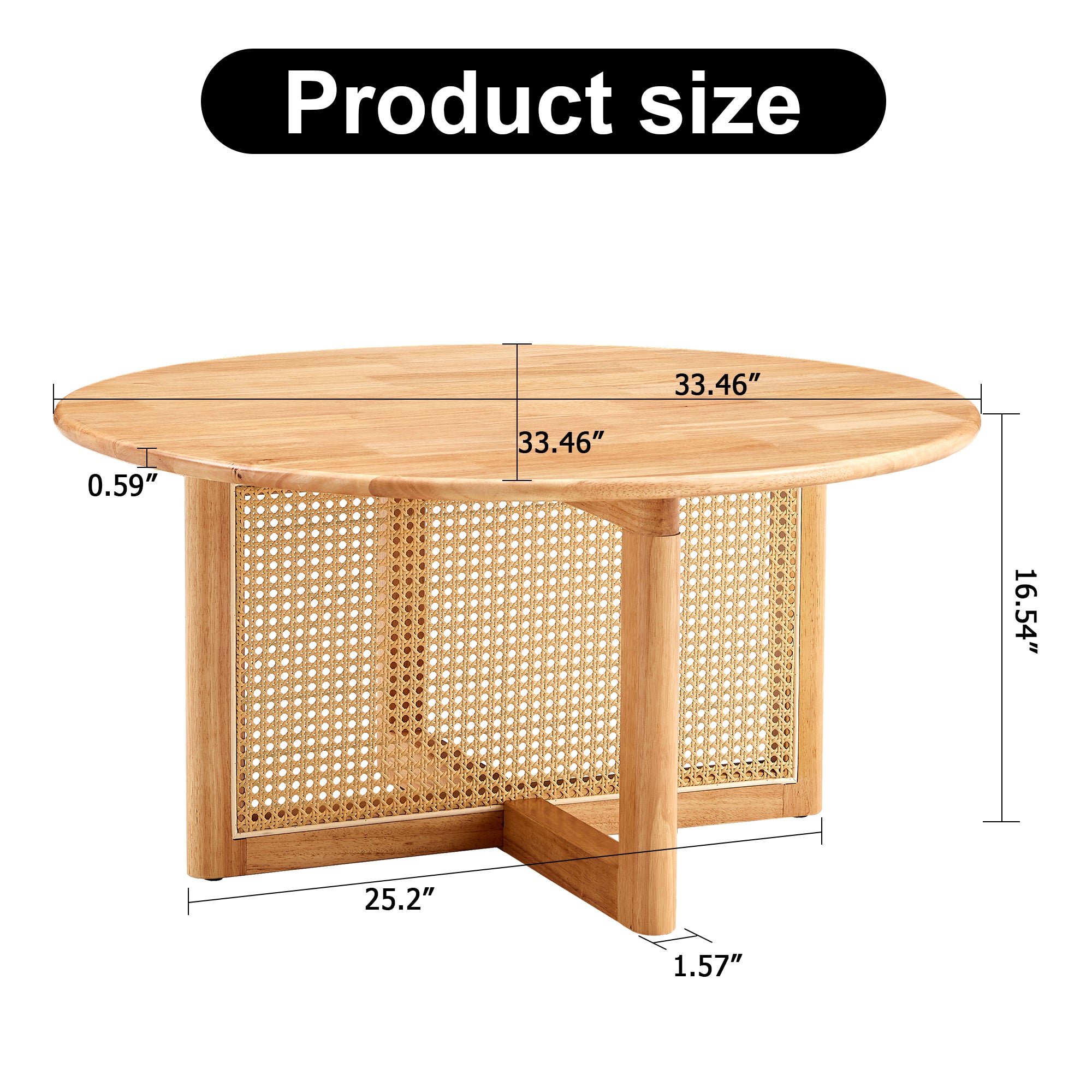 Naturally Elegant Wooden Coffee Table with Faux Rattan Accents
