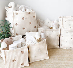 Cute Bear Embroidery Type Finishing Basket For Babies