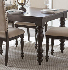Traditional Brown Finish 7pc Dining Set Table with Leaf and 6x Side Chairs Beige