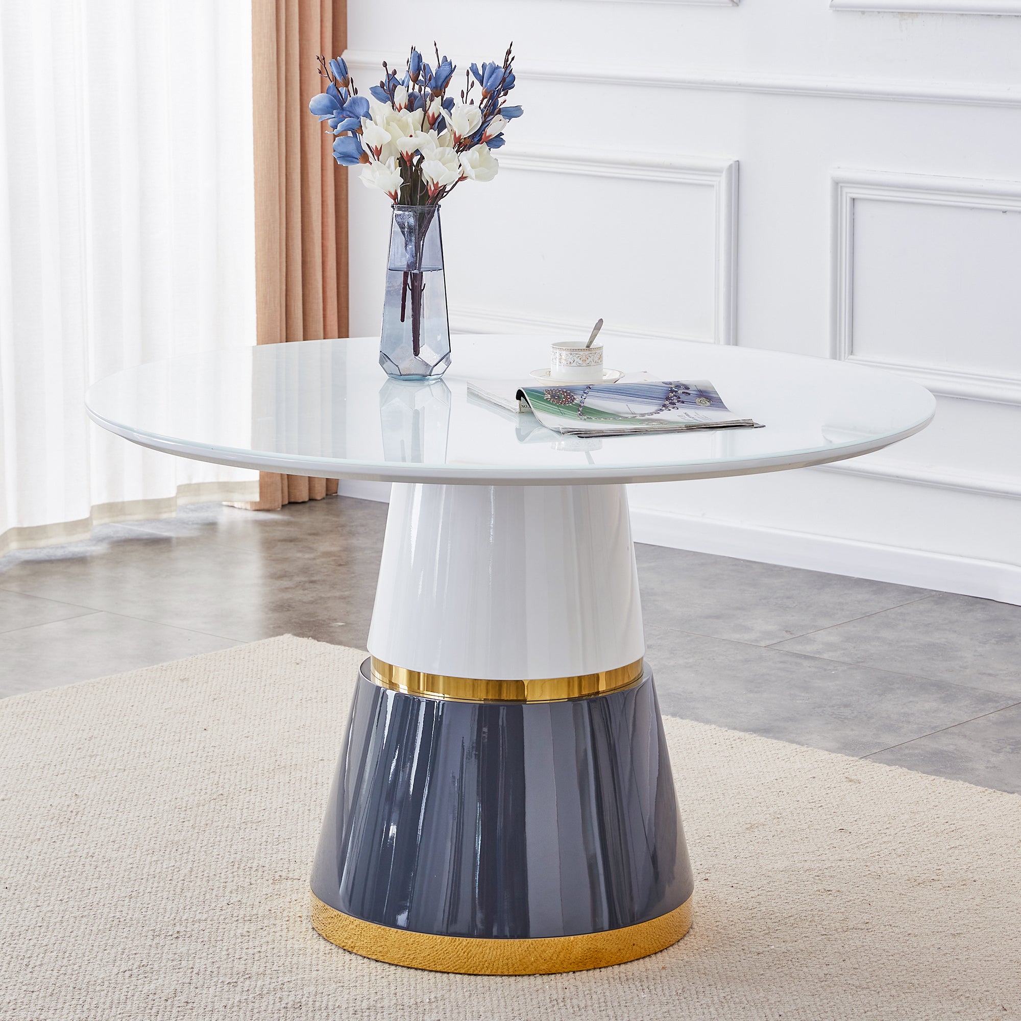 Modern Minimalist Luxury MDF Material Circular Dining Table - White