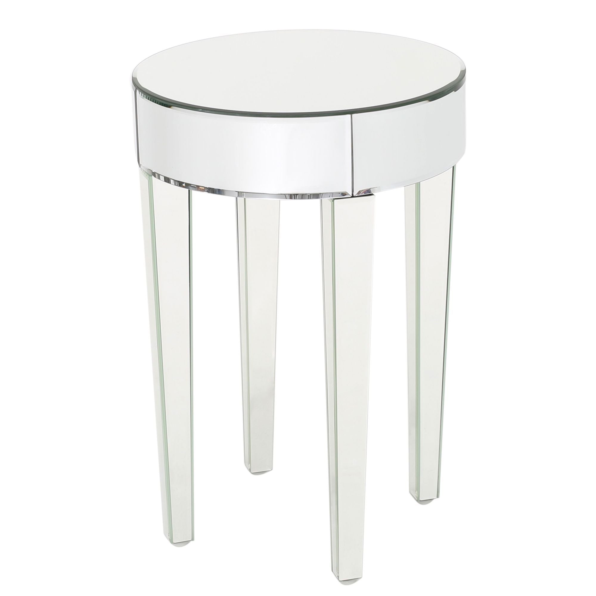 15.75'' Round Side Mirrored End Table Nightstand