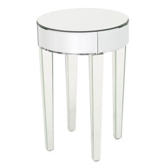 15.75'' Round Side Mirrored End Table Nightstand