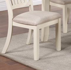 White Classic Dining Chairs Set Rubberwood Beige (Set of 2)