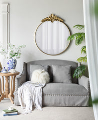 Large Round Wall Mirror with Gold Metal Frame - Gold