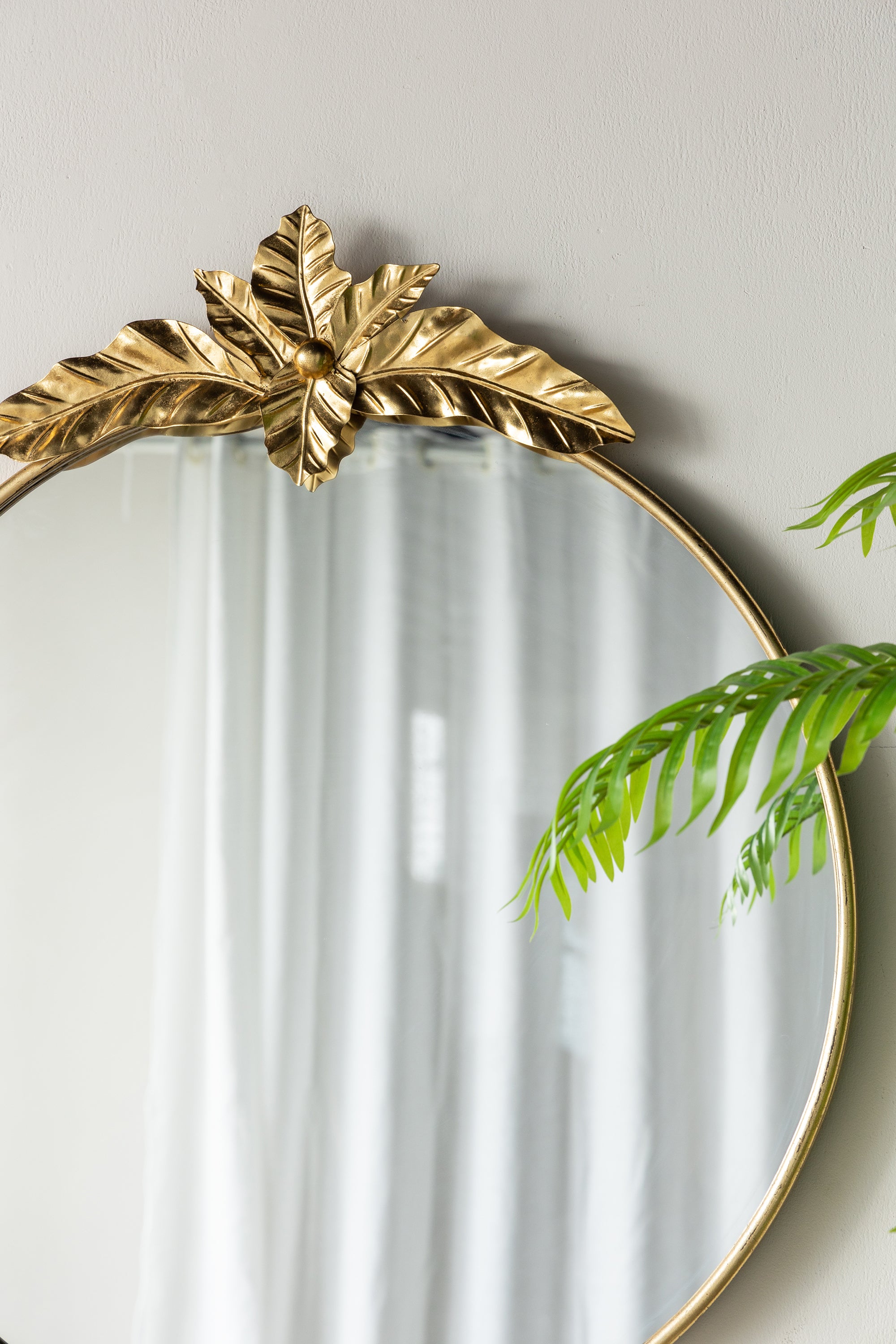 Large Round Wall Mirror with Gold Metal Frame - Gold