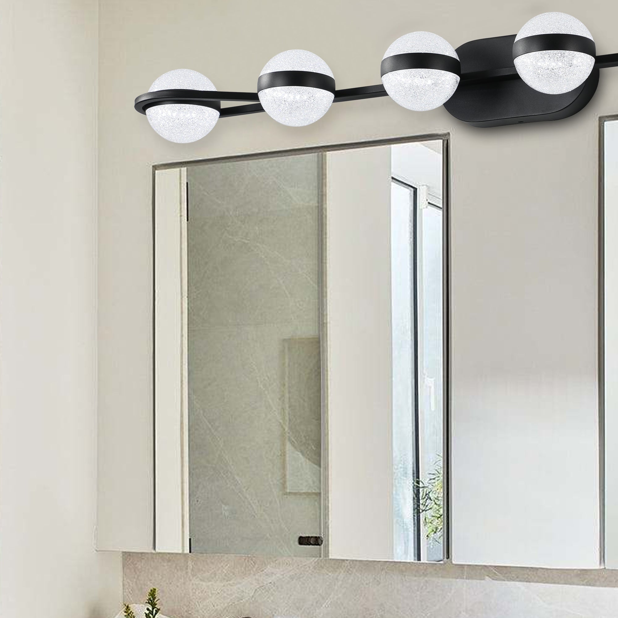 Vanity Lights With 6 LED Bulbs For Bathroom Lighting - Black