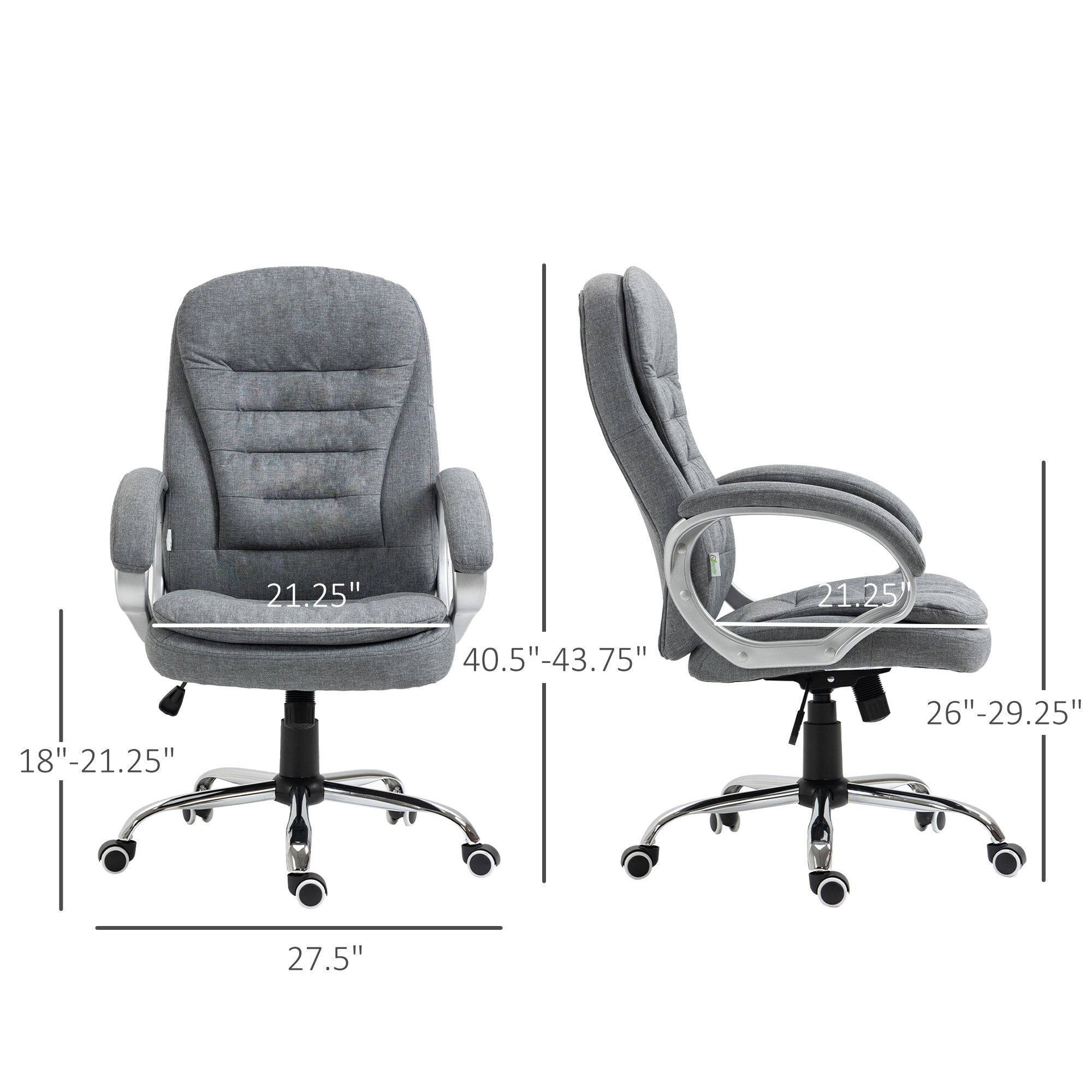 High Back Home Office Chair with Adjustable Height - Grey