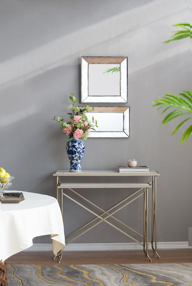 18"x18" Distressed Silver Square Accent Mirror - Traditional Style