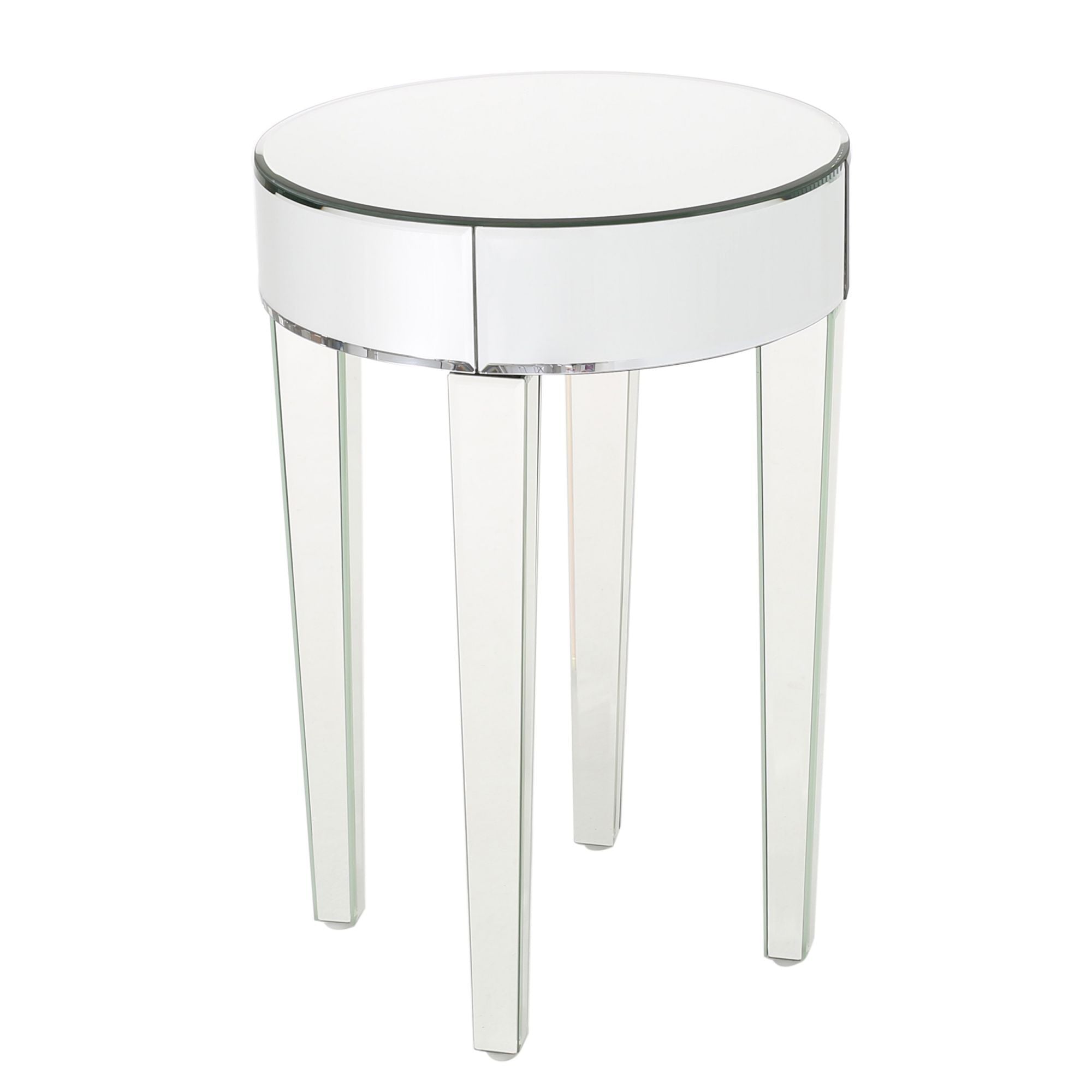 15.75'' Round Side Mirrored End Table Nightstand