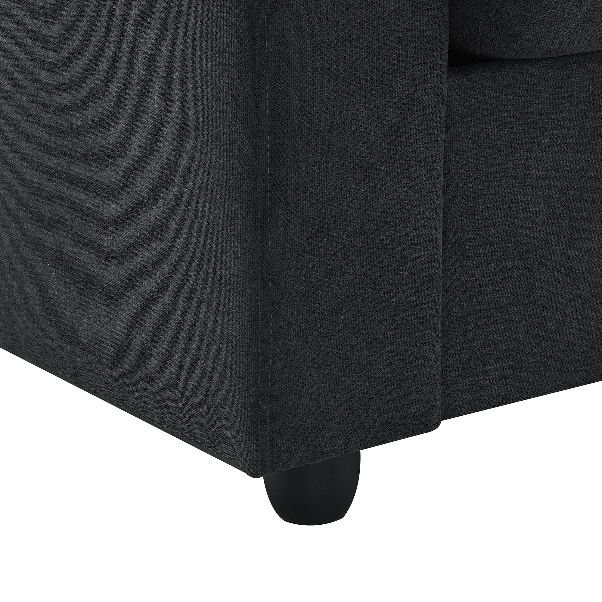 100.4x64.6" Modern Sectional Sofa, L-Shaped Couch Set With 2 Free Pillows, 4-Seat Polyester Fabric Couch Set With Convertible Ottoman - Black