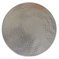 Industrial Style Hammered Texture Iron Stool with Hourglass Shaped Body - Silver