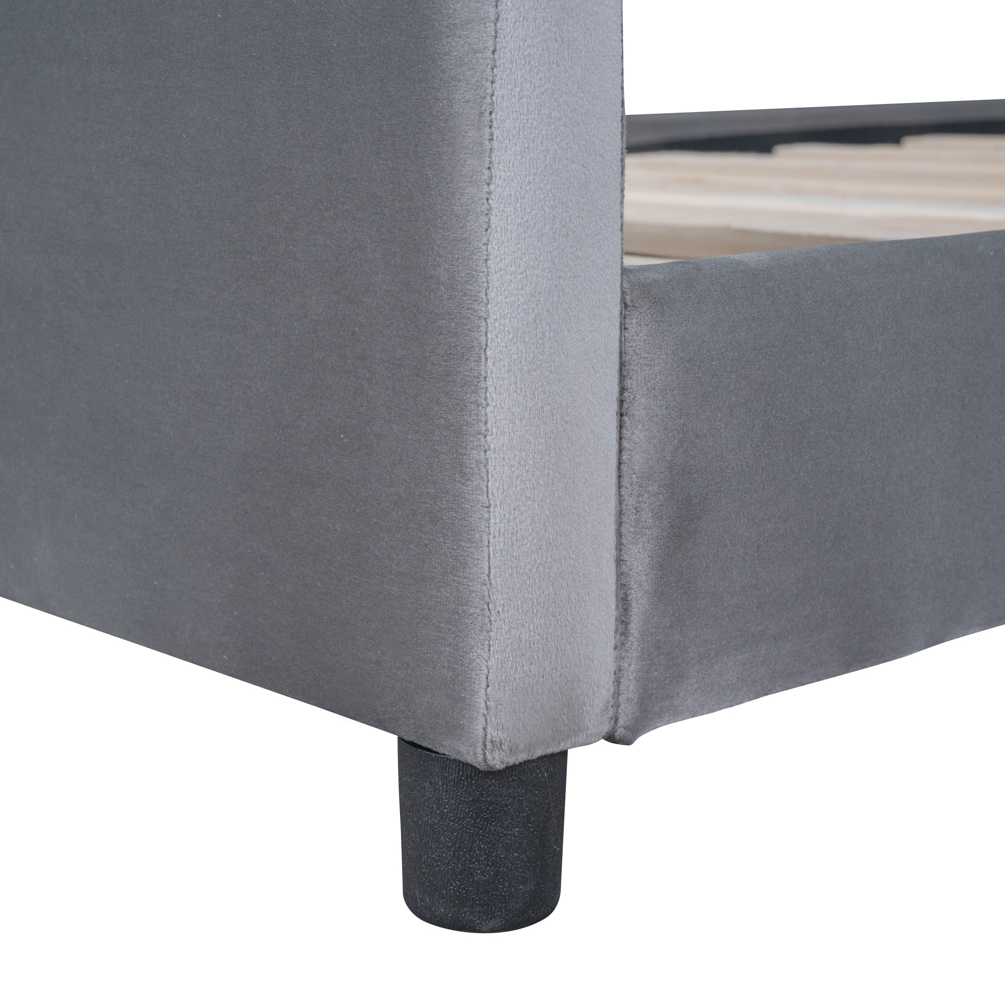 Twin Size Upholstered Daybed with Rabbit Ear Shaped Headboard - Gray