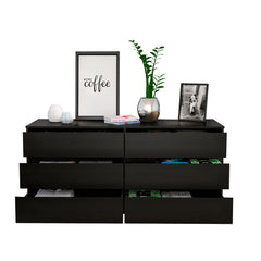 6 Drawer Double Dresser - Black