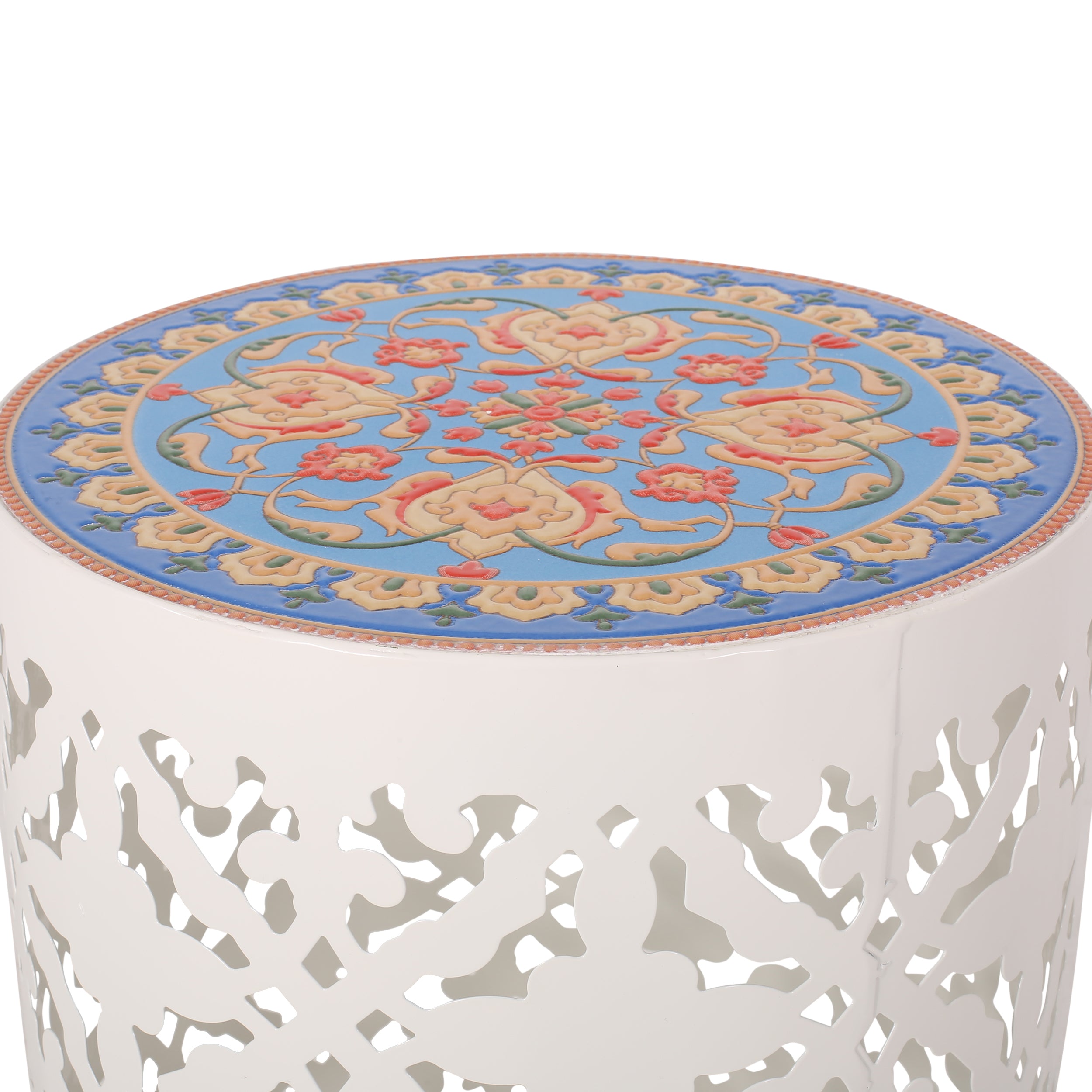 Mosaic Metal Fram Side Table - White
