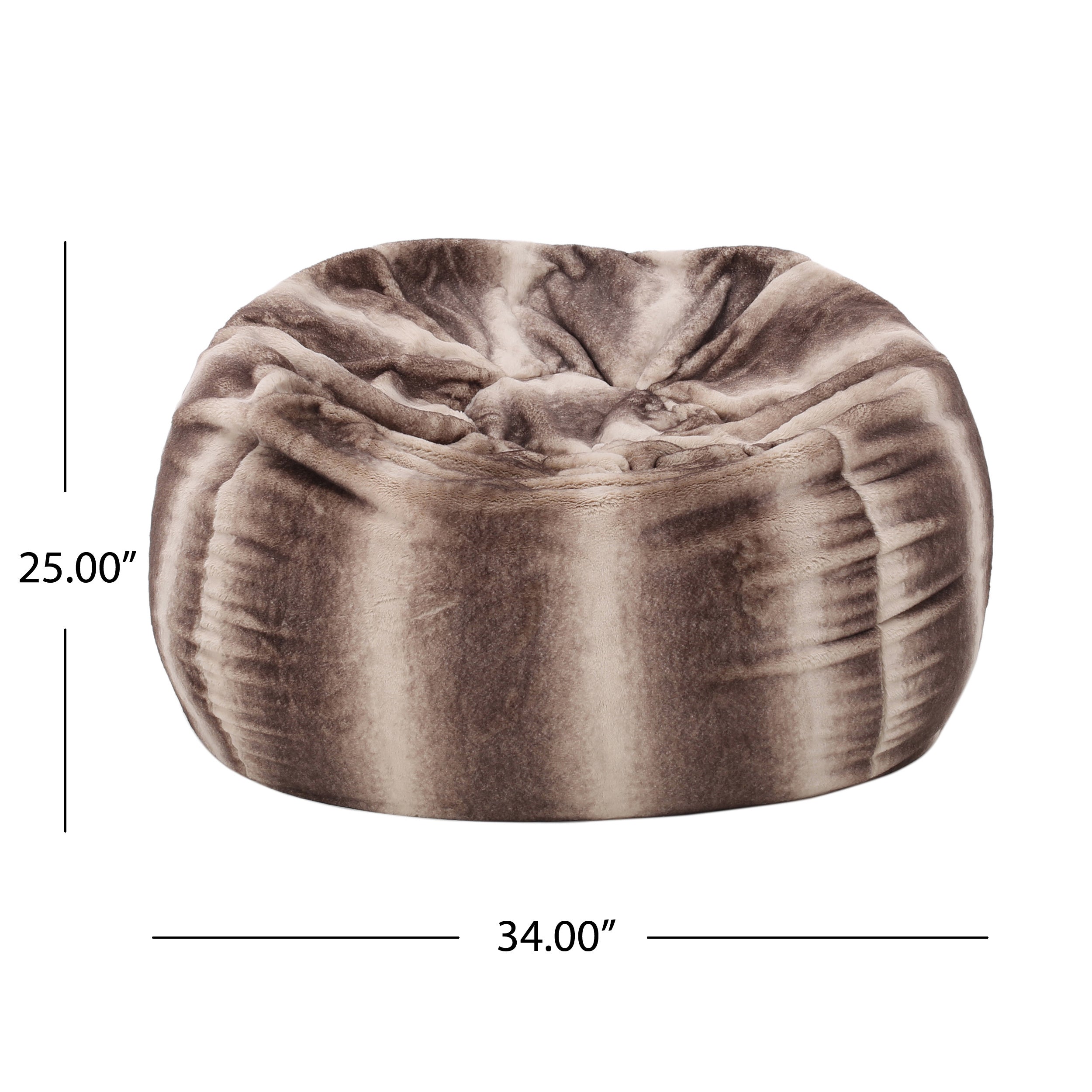 Modern Glam Faux Fur 3 Foot Bean Bag - Oak Brown
