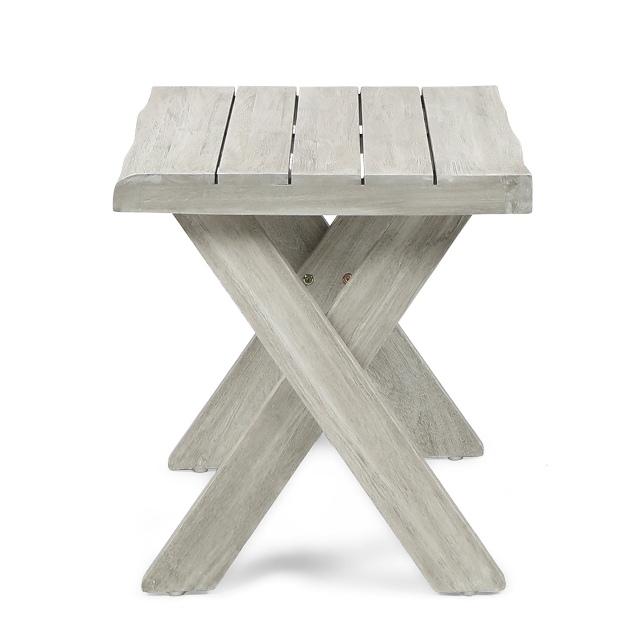 Rustic Tray Side Table - Light Grey