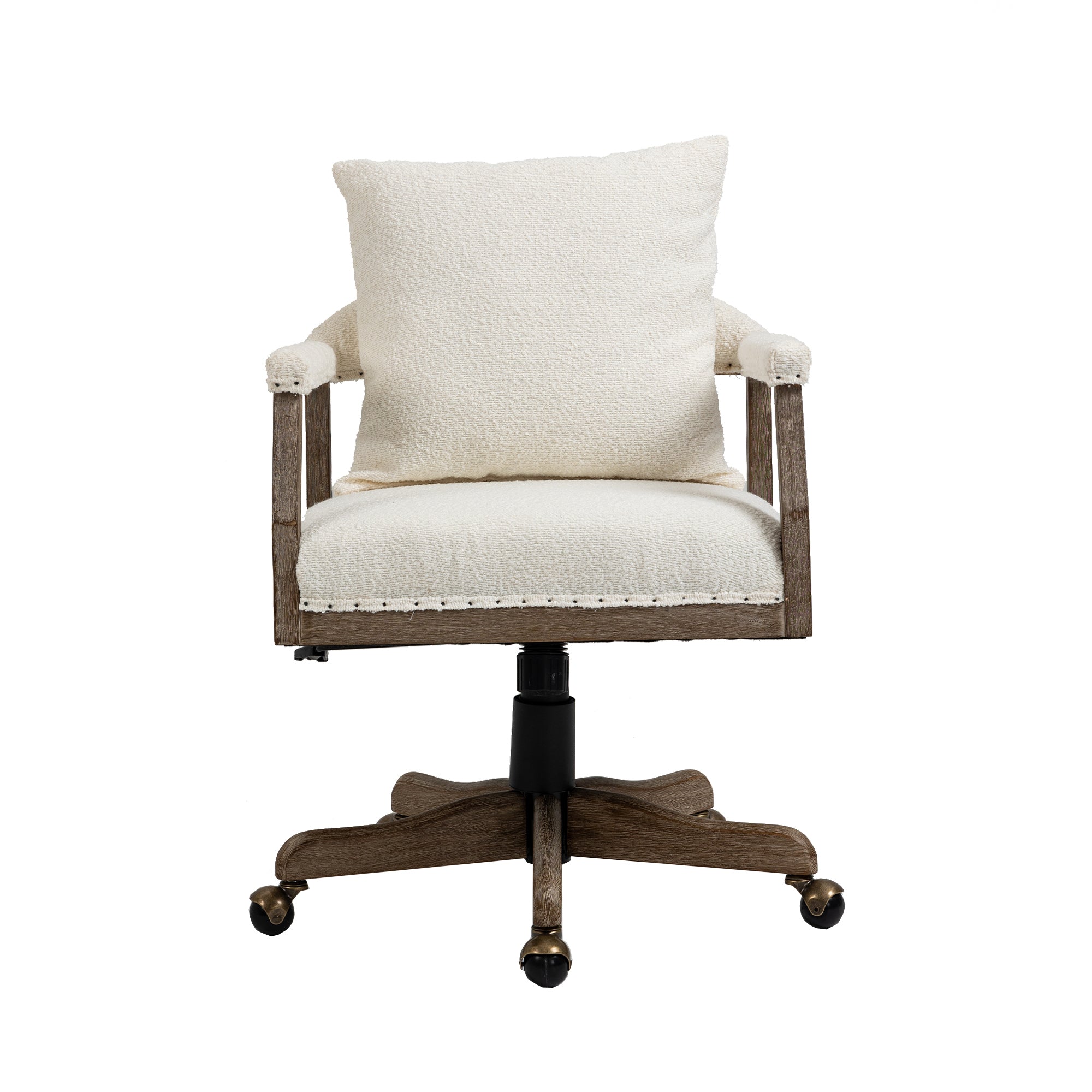 Office Chair Adjustable Swivel Chair Fabric Seat Home Study Chair - Beige