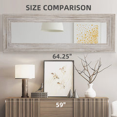 64"x21" Rustic Wood Farmhouse Style Floor Mirror, Vertical or Horizontal, Distressed Gray