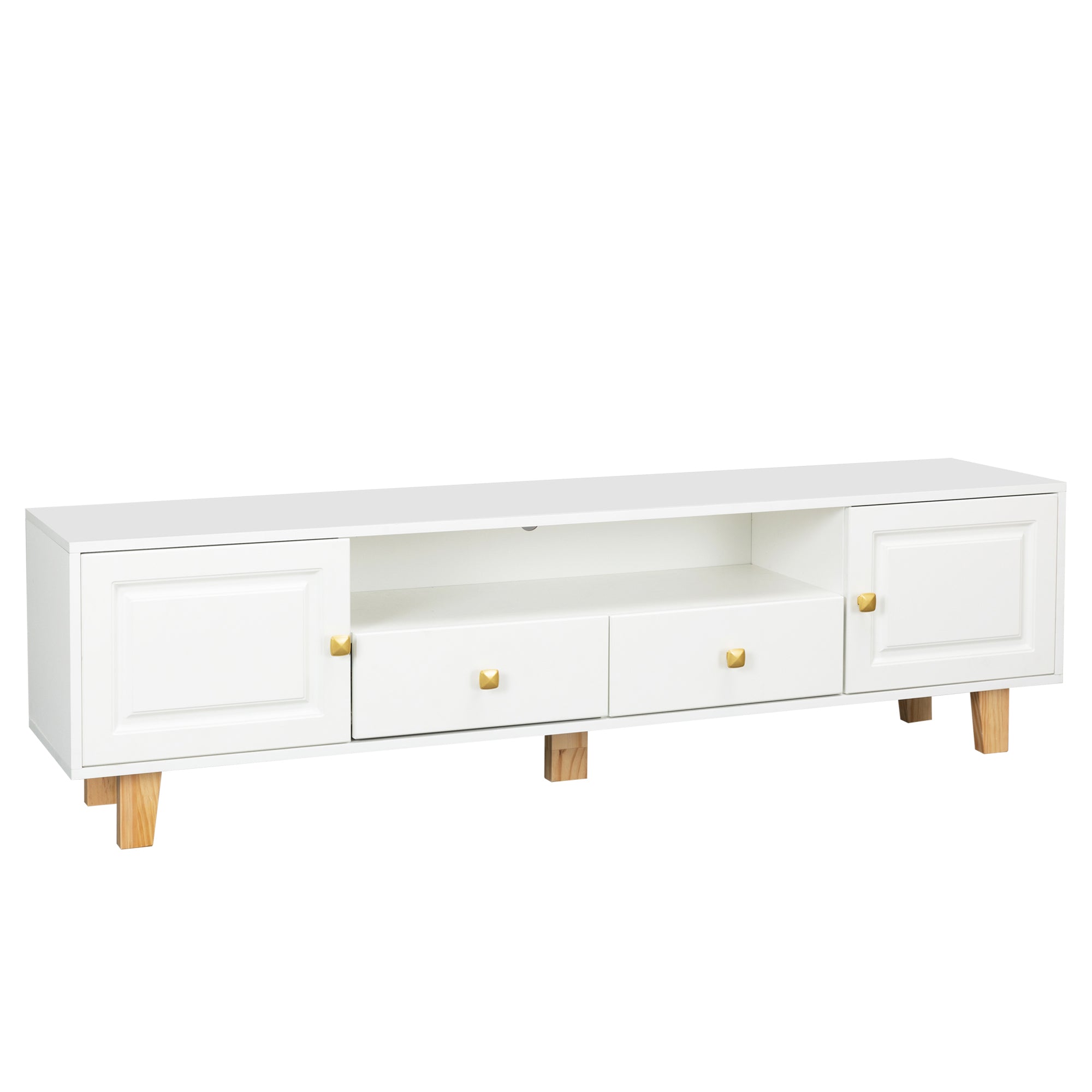 TV Media Console with LED Remote Control Light - White