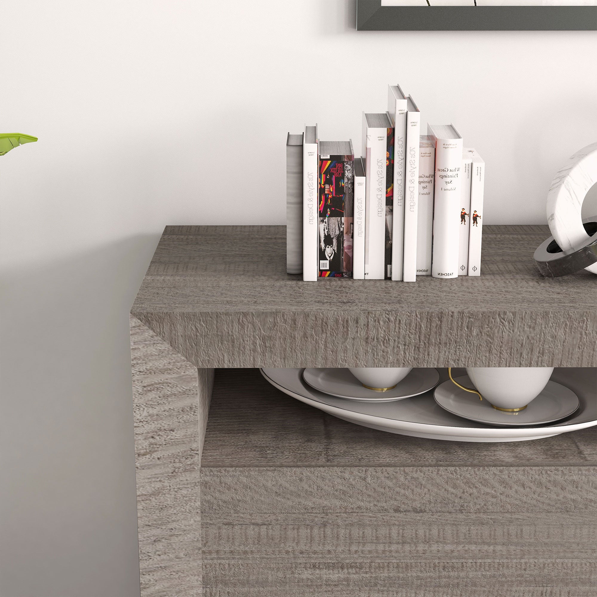 Buffet Storage Cabinet Sideboard Farmhouse Server with 2 Drawers and 2 open Storage Console Table for Kitchen, Dining Living Room Cupboard - Grey