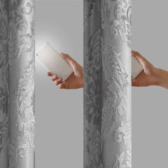 50x108" Knitted Jacquard Paisley Total Blackout Grommet Top Curtain Panel - Grey (1 panel only)