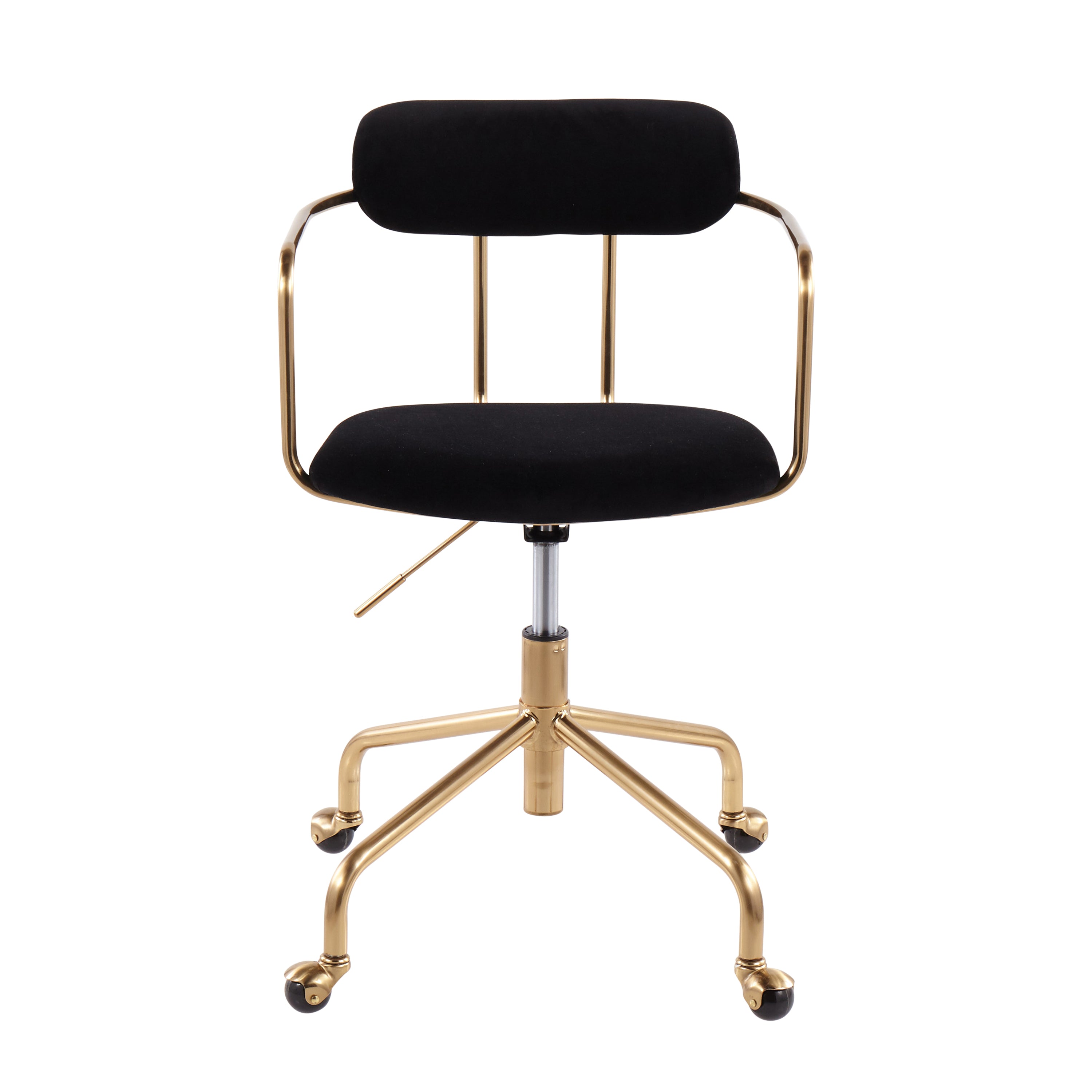 Contemporary Office Chair - Gold Metal and Black Velvet