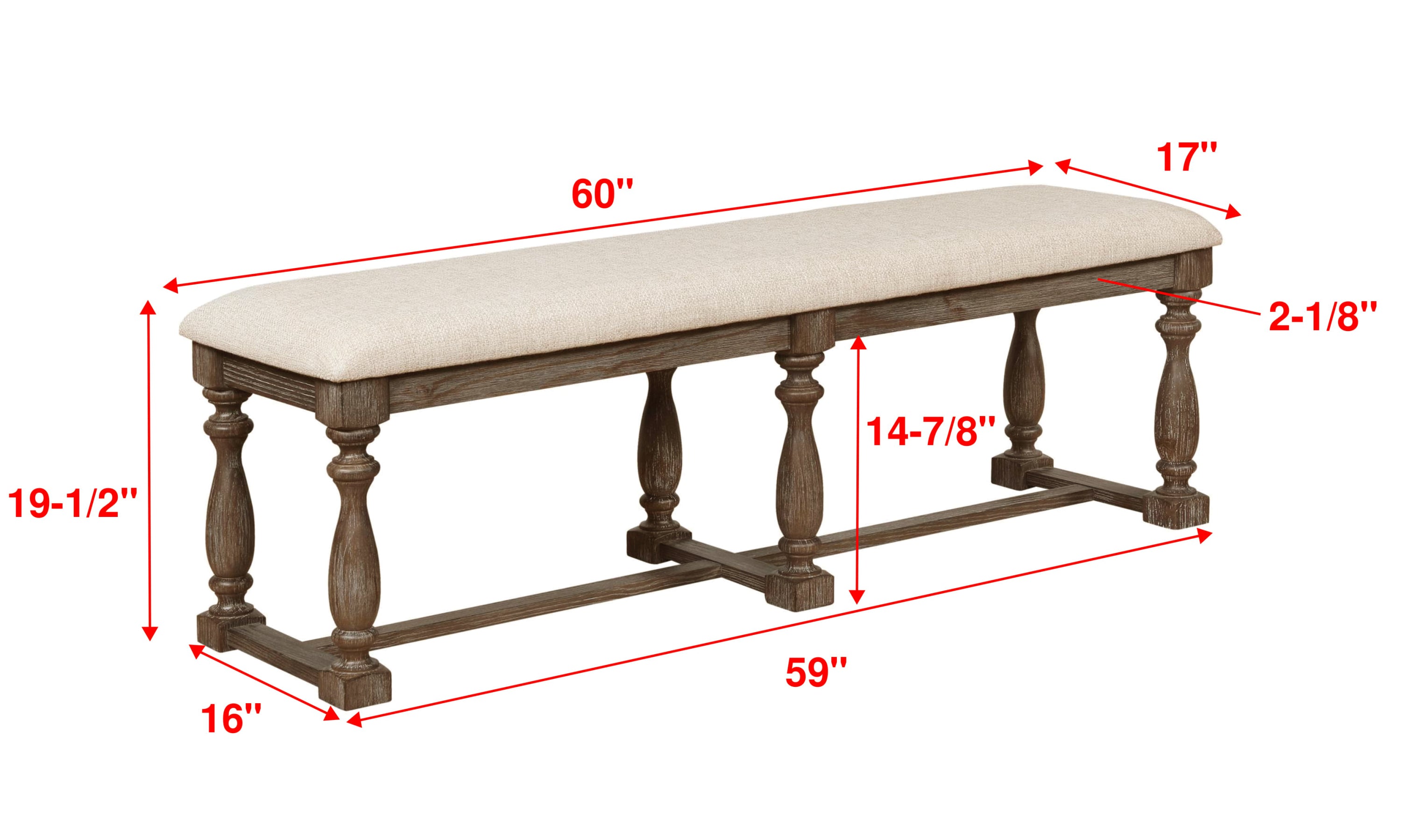 Vintage Bench Style Warm Brown and Beige