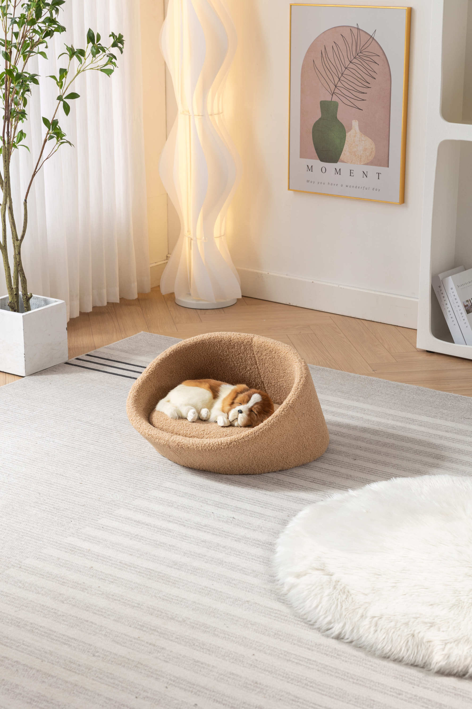 Cat Bed Pet Sofa With Solid Wood frame, Cashmere cover, Mid Size - Brown color