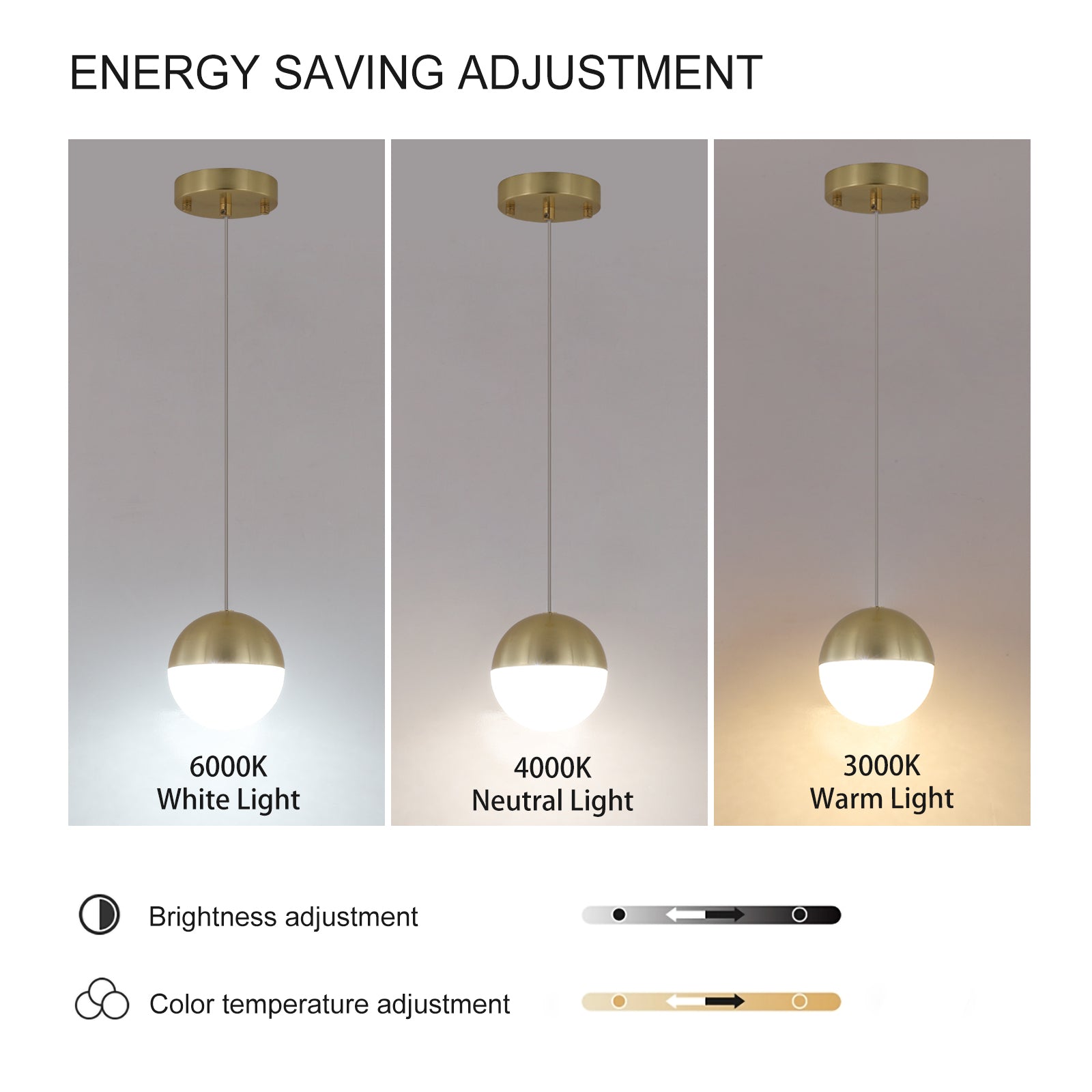 Pendant Light with Dimmable LED (Set of 3) - Gold