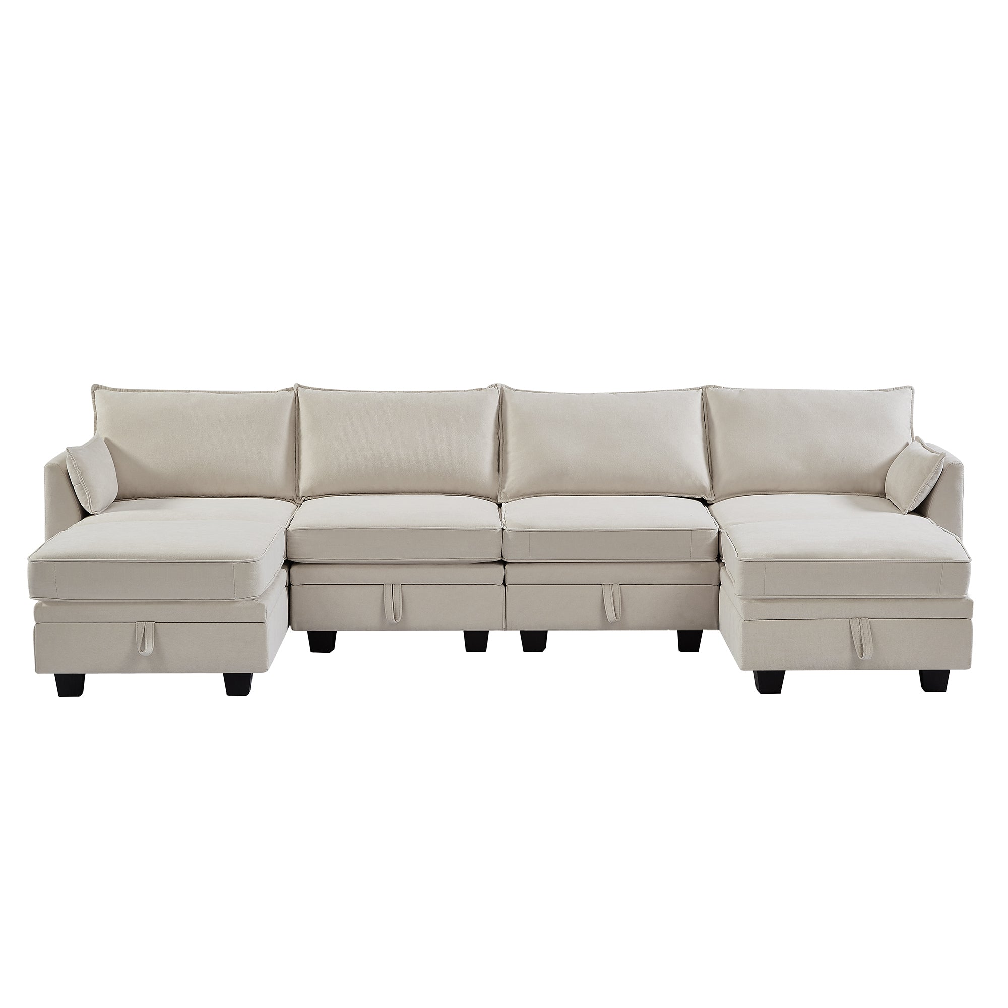 Modern Large U-Shape Modular Sectional Sofa,  Convertible Sofa Bed with Reversible Chaise - Beige