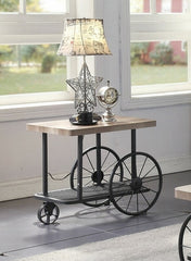 French Antique Style End Table in Oak & Antique Gray
