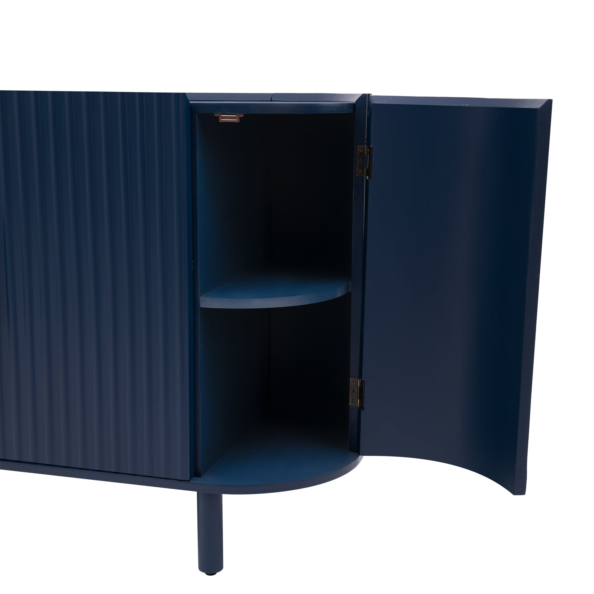 Curved Design Light Luxury Sideboard with Adjustable Shelves - Blue