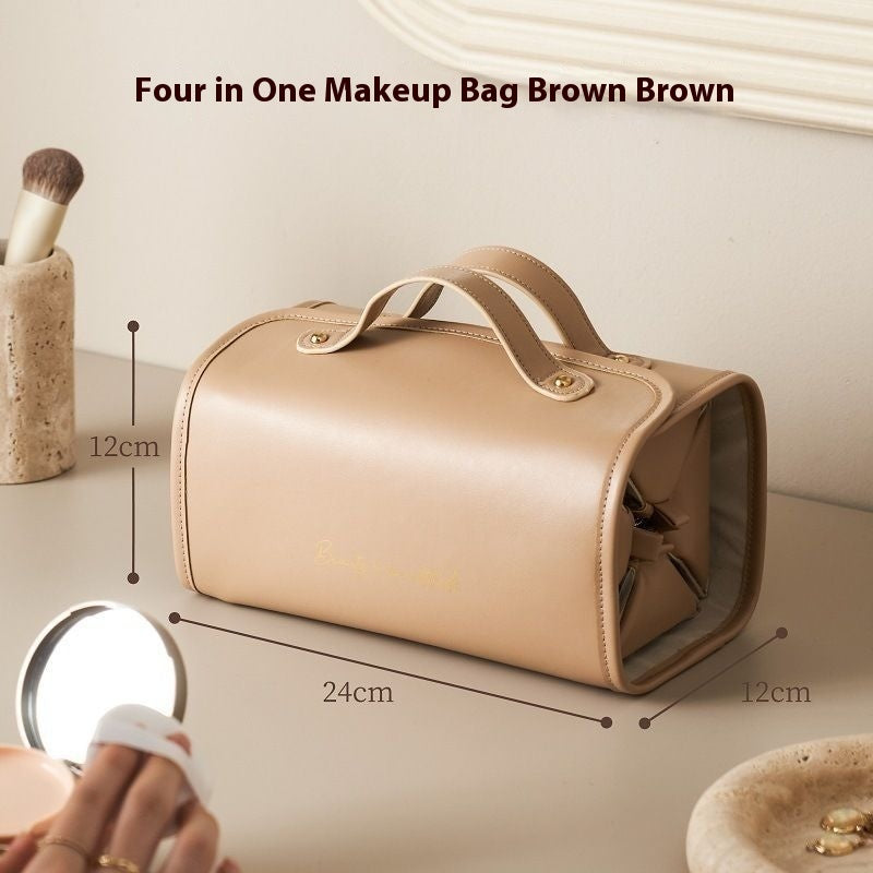 Travel Makeup Bag, Large Capacity Portable Cosmetic Storage Handbag, Waterproof