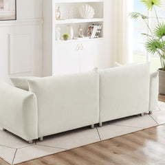 A Lovable Sofa with 2 Pillows and Metal Feet - Beige