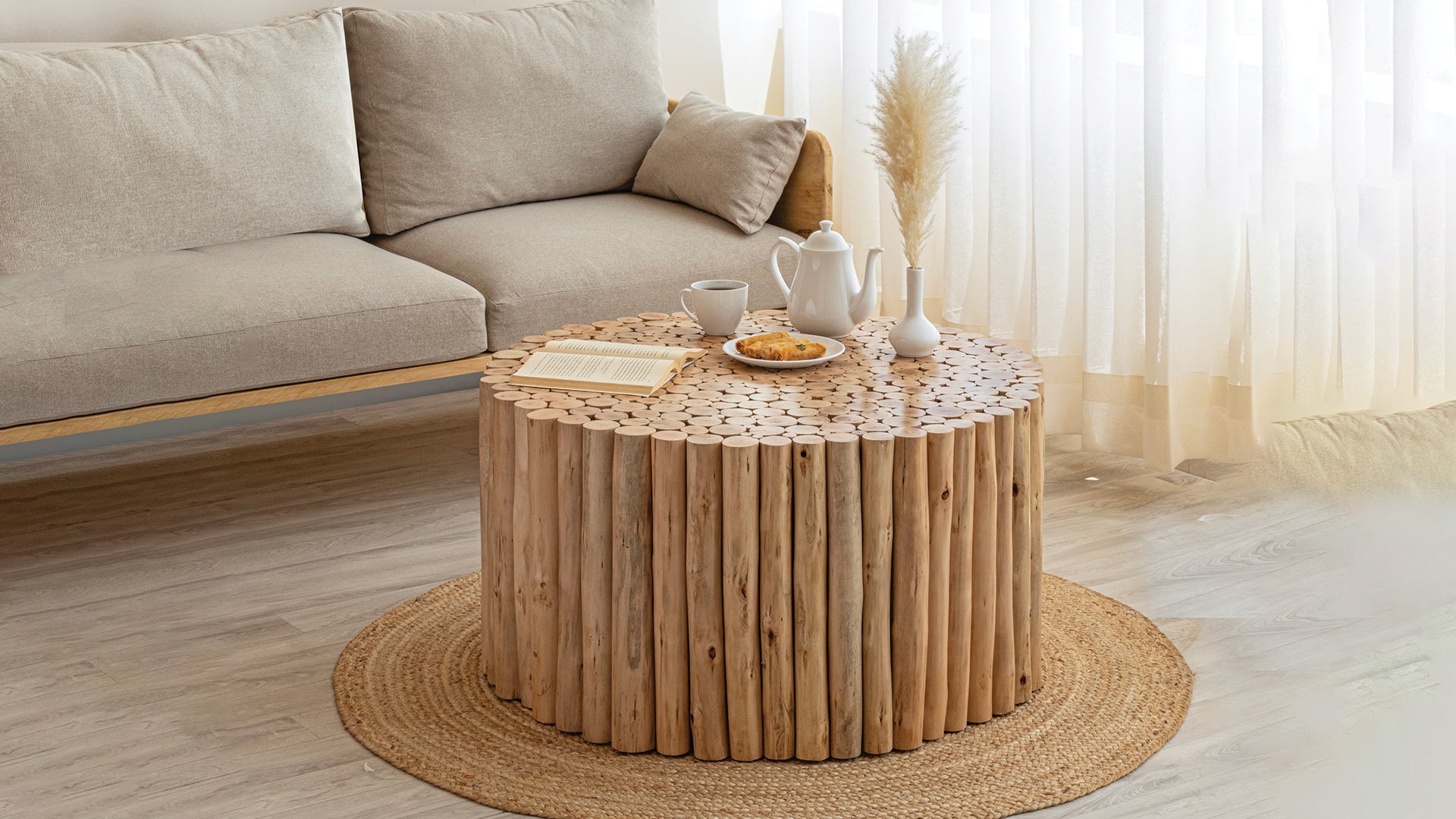 Rustic Art Wood Coffee Table - Natural