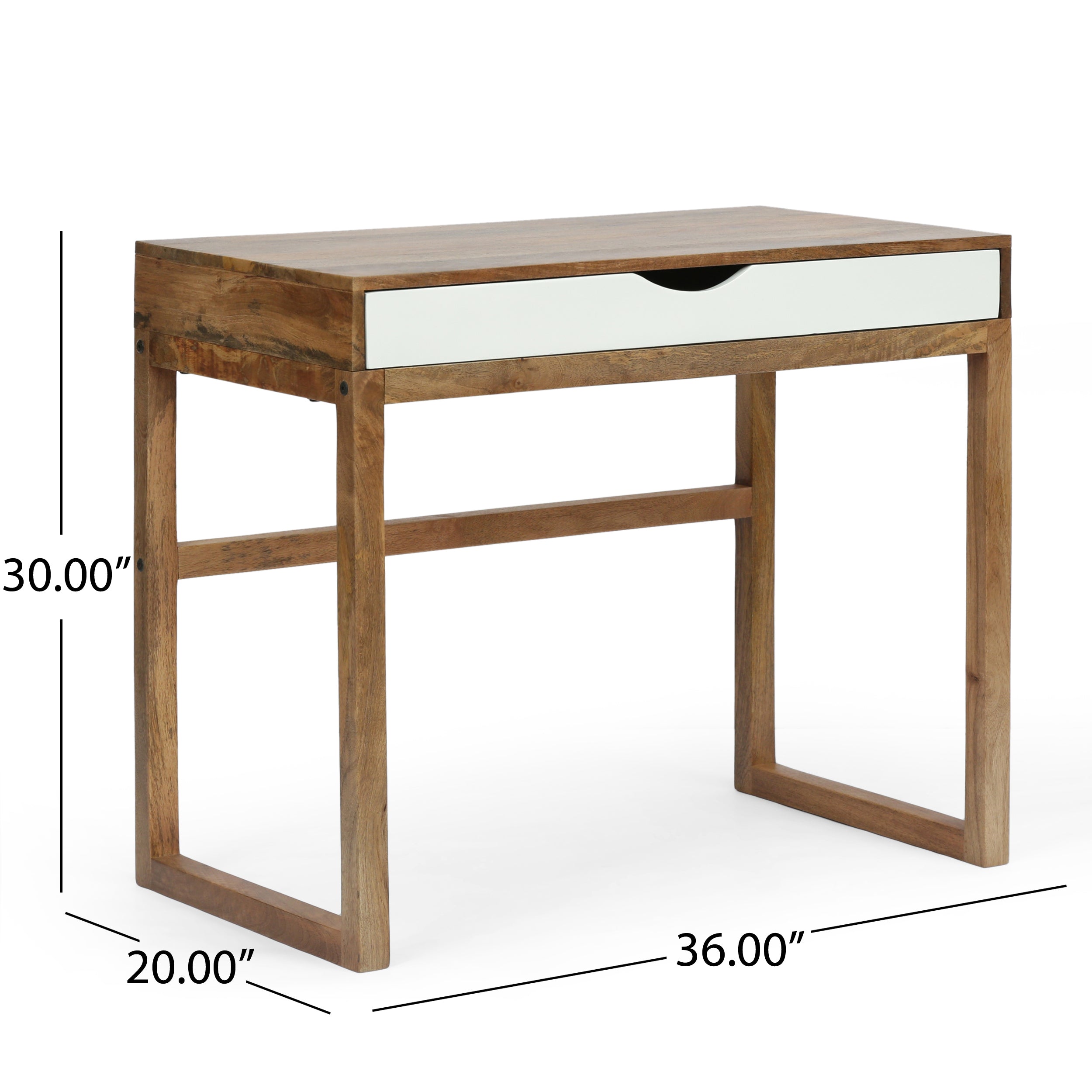 Contemporary Office Desk Mango Wood with drawer - Natural