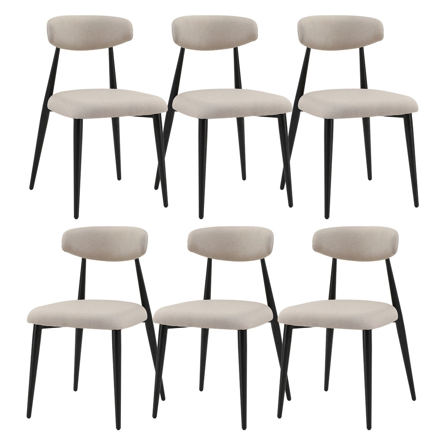 Dining Chairs  Upholstered Chairs with Metal Legs (Set of 6) - Light Grey