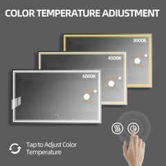60x36 LED Mirror for Bathroom Adjustable 3 Color, Dimmable Vanity Mirror with Lights, Anti-Fog, Touch Control Wall Mounted Bathroom Mirror - Vertical