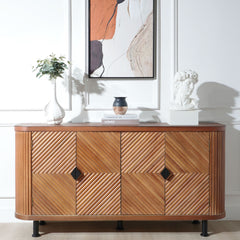 Accent Storage Cabinet, Modern Accent Buffet Cabinet with Adjustable Shelves, Freestanding Sideboard with Four Doors, Accent Cabinet with 4 Doors for Hallway Entryway Living Room