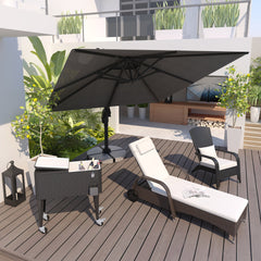 10ft Offset Patio Umbrella, Hanging Cantilever Umbrella, Square Shape, Aluminum Cross Base, Tilt, 360-Degree Rotation - Gray