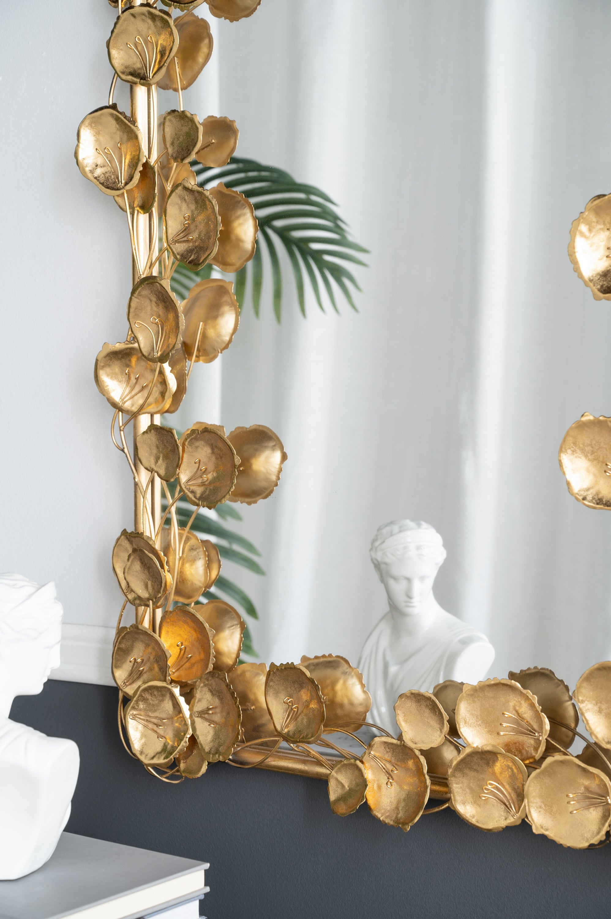 Full Length Mirror with Golden Leaf Accents 61" x 31"