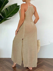 Swim Women Summer Holiday Hollow Out Dress With Halter Neck