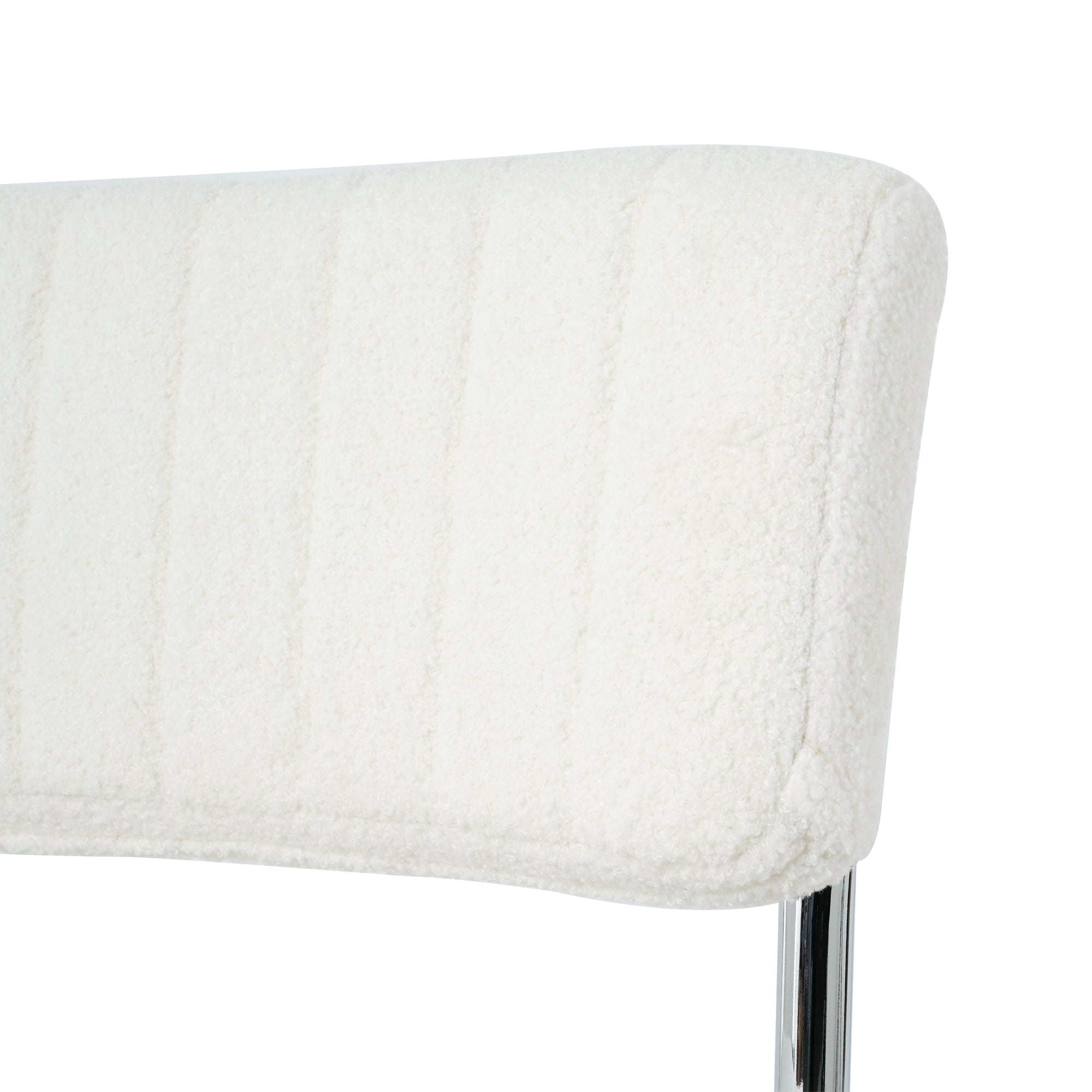 Luxury Dining Chairs with Silver Metal Legs (Set of 4) - White
