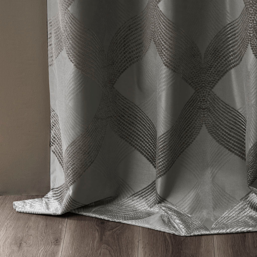 50x95" Ogee Knitted Jacquard Total Blackout Curtain Panel - Charcoal (1 panel only)