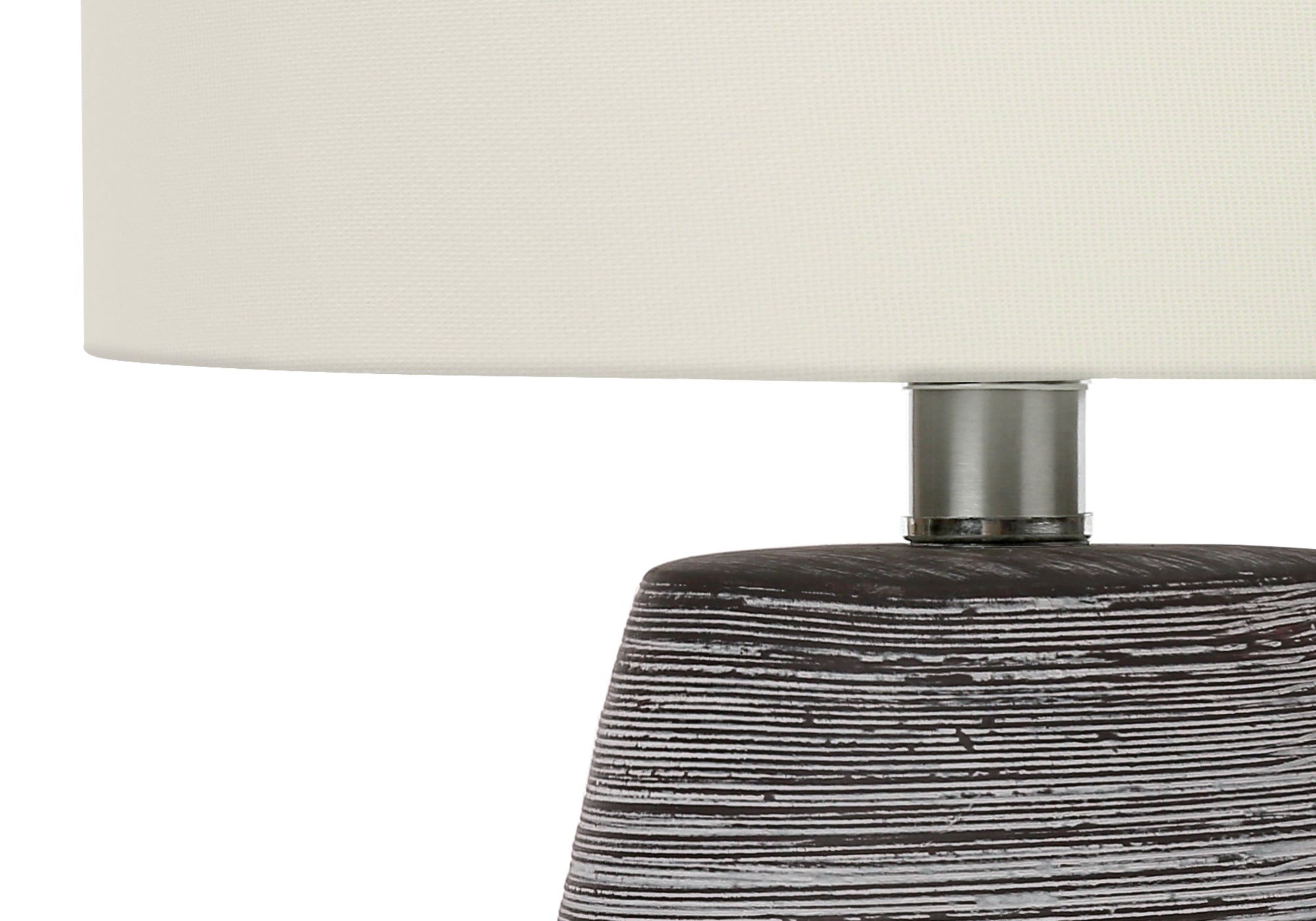 19"H Table Lamp, Grey Ceramic, Ivory / Cream Shade