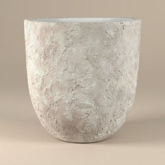 20" Rustic Hand-Painted & Textured Planter Pot with 2 Drainage Holes - Cream Sand Wash