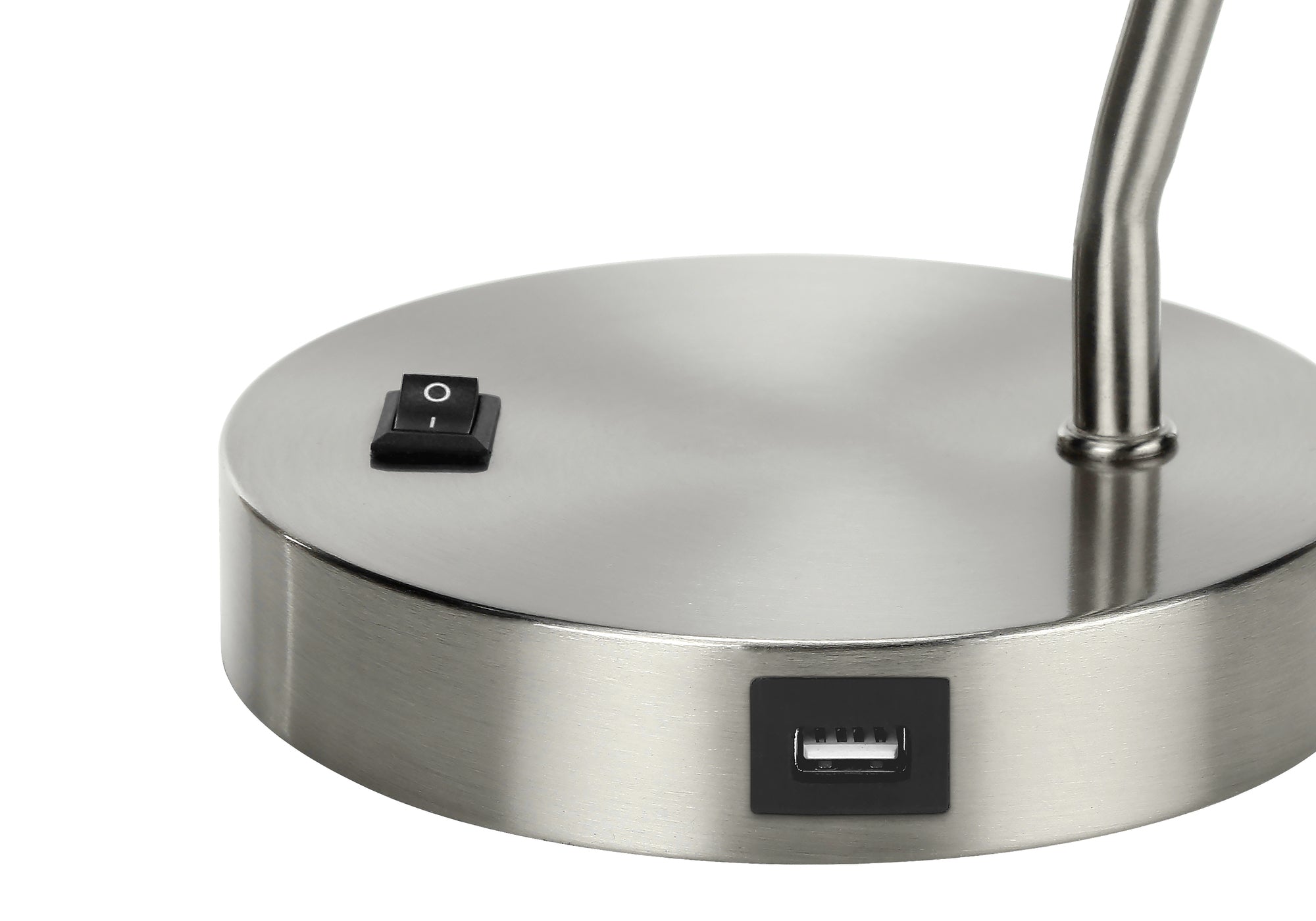 17"H Table Lamp, Usb Port Included, Nickel Metal, Nickel Shade, Modern
