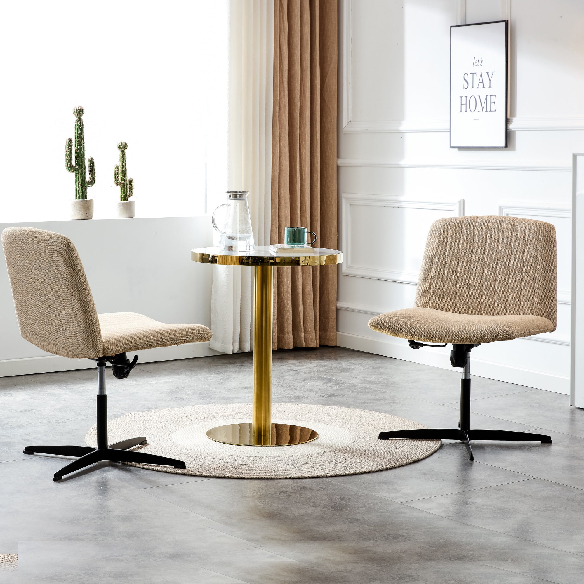 Chair Office Chair Adjustable 360 ° Swivel Cushion Chair - Linen Beige