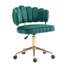 Velvet Home Office Desk Chair, Modern Cute Computer Chair, Wheels Swivel Height Adjustable Task Chair, Emerald Velvet